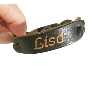 Disneyland Lisa engraved leather bracelet